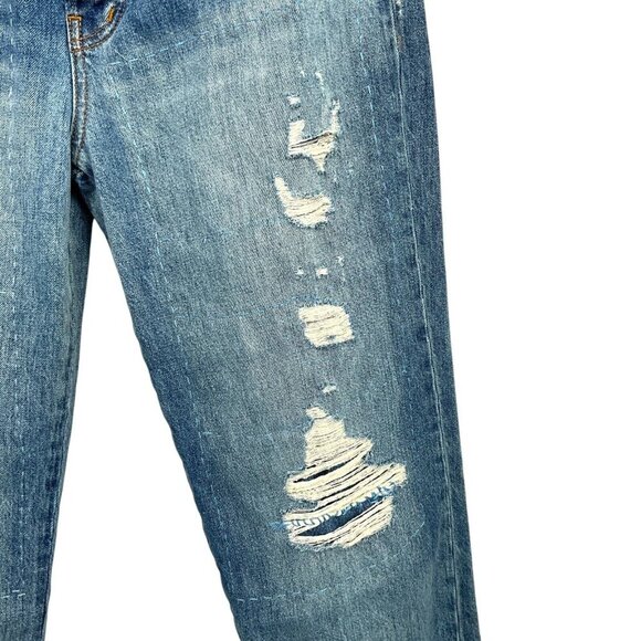 FRAME x Julia Sarr Jamois Jeans Blue Crochet Baggy Low Rise Straight Size 26 - Picture 3 of 12